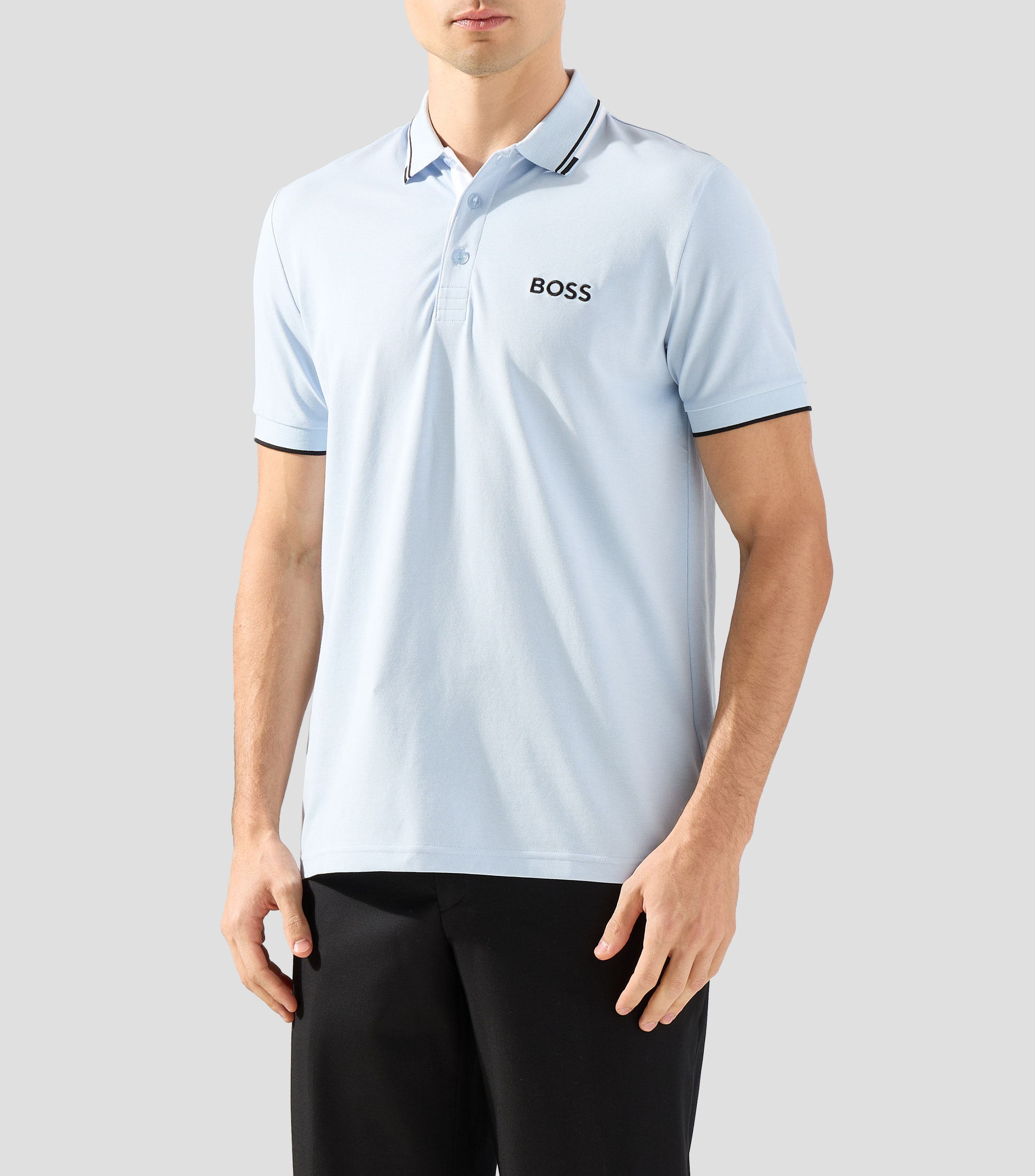 Playera polo manga corta sólida Hombre